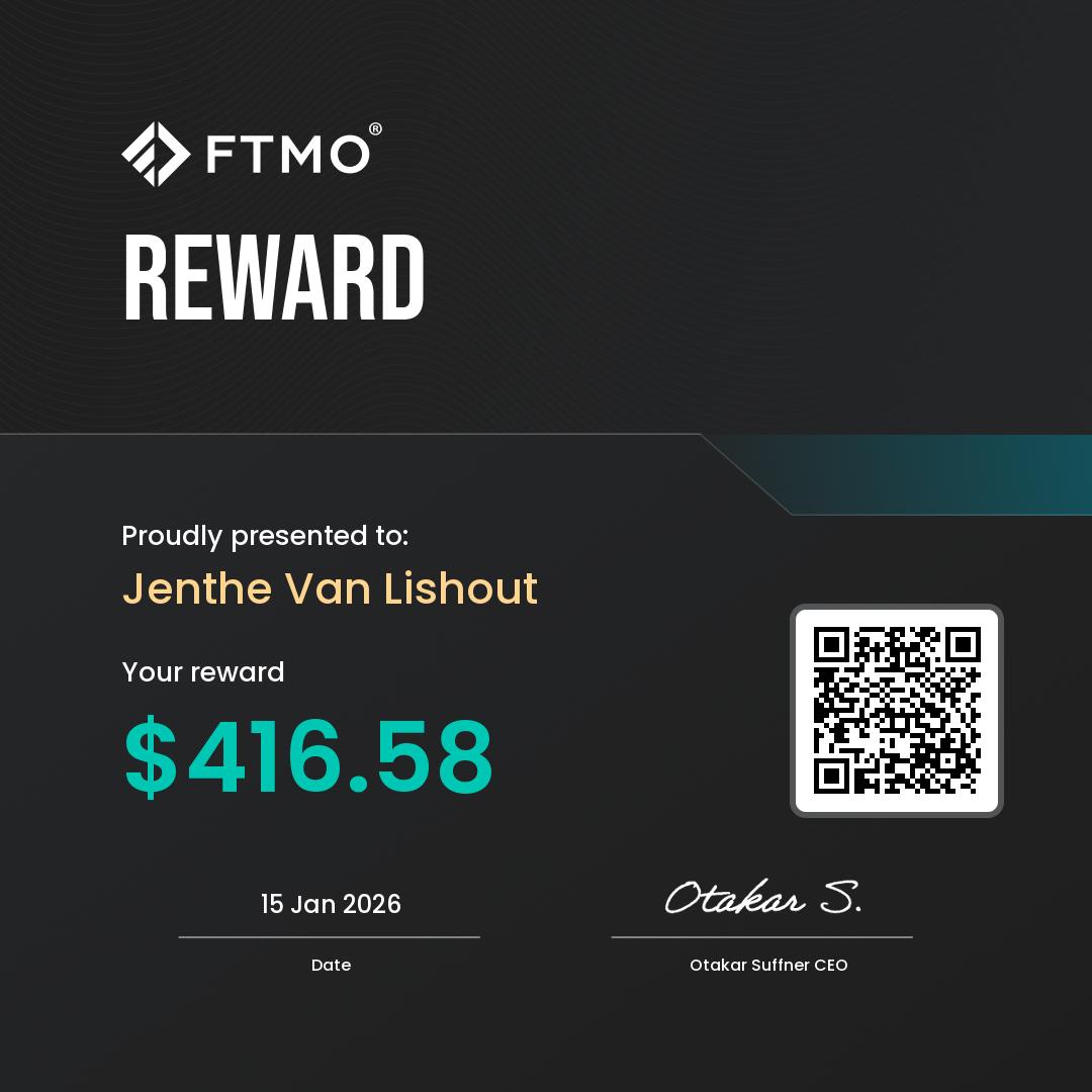 FTMO payout $416.58 &mdash; 15 Jan 2026